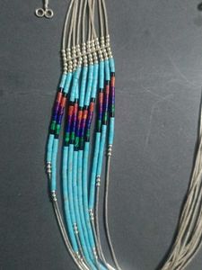 Boho Turquoise &amp; Sterling Silver Strand Necklace