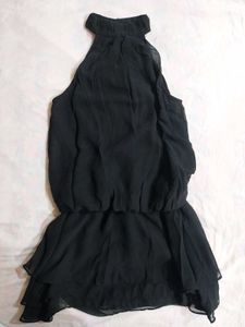 Chic Black Halter Neck Mini Dress