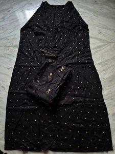 Black Printed Kurta Set