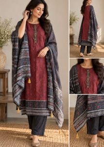 Brand new Maroon Printed Kurta Set with Dupatta