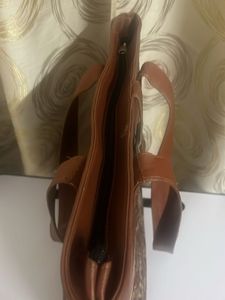 Paisley Print Tote Bag with Faux Leather T