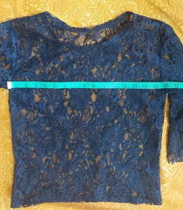 Mesh Lace Top Flared Sleeves