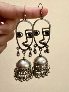 Unique Face Design Jhumka Earrings