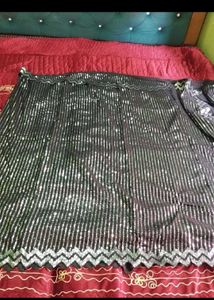Sparkling Black Sequined Saree