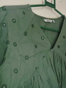 Green Embellished Kurta