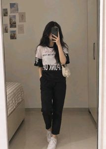 Graphic Crop Top and Pants Set