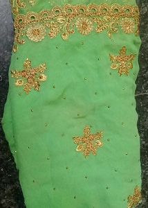 Embellished Green Saree