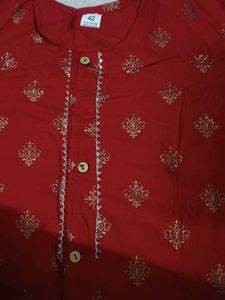 Red &amp; Gold Kurta Palazzo Set