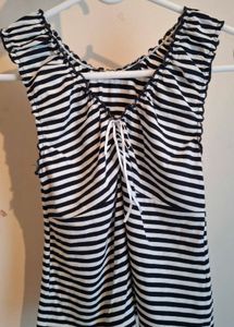 Striped Drawstring Top