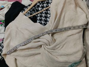 Cream Knit Twist Front Sweater