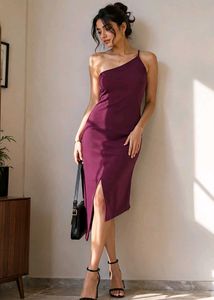 Elegant Purple Midi Slip Dress