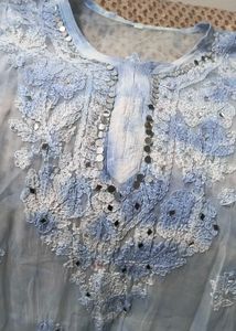 Sky Blue Embroidered Chikankari Kurta