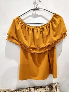Mustard off shoulder top for women