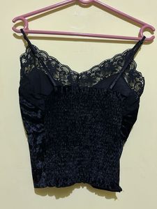 Velvet Lace Trim Cami Top