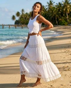 White Lace Tiered Skirt