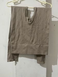 H&amp;M Beige Seamless Ribbed Leggings In XS