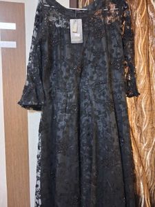 Black Lace Embellished Gown