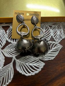 Oxidised Shinny Drop Earrings