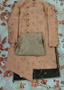 Men's Peach Floral Kurta Jacket