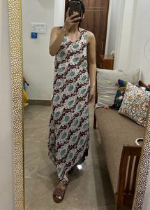 Multi Printed Cut Sleeves Maxi Dress with Slits