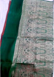 Elegant orange GreenBrocade Banarasi Saree