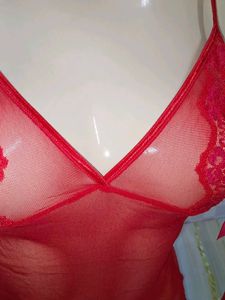 [1451)Red Lace Lingerie Top
