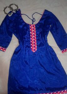 Royal Blue Embroidered short kurti