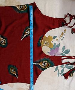 Boho Chic Peacock Feather Print Maroon Kurti