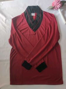 Maroon V-Neck T shirt in full arm,👚