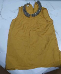 Mustard Yellow Embellished Collar Top