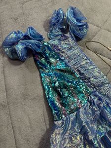 Blue Sequins Ruffle Dress (bust :30-32