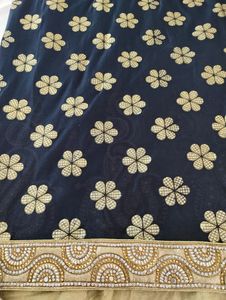 Grey And Cream Embroidery Printed Saree (Women's)