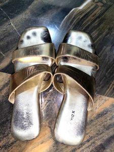 Gold Metallic Slip-On Sandals