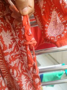 Orange Block Print Kurta