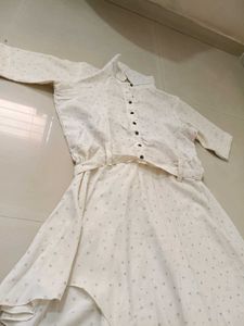 White Polka Dot Midi Dress