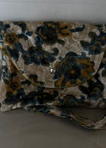 Vintage Floral Velour Sling Bag