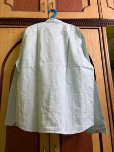 Men's Striped Band Collar Shirt