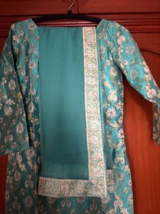 Elegant Teal Brocade Kurta