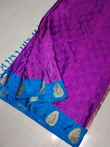 Purple Blue 💜💙 Pattu Saree With Blouse