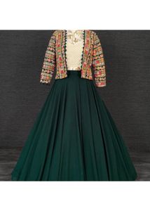Emerald Green Embroidered Lehenga Choli Set