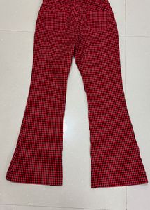 Red Gingham Bell Bottom Pants