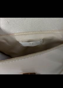 Cream Crossbody Bag with Red Scarf