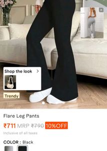 Trendy Black and Grey Flare Leg Pants