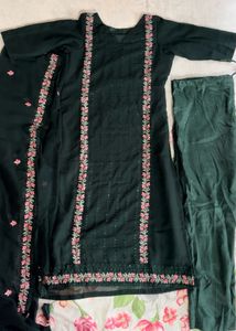 Dark Green Straight Fit Kurta Suit👗