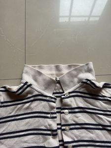 Striped Ribbed Button-Up Crop Cardigan
