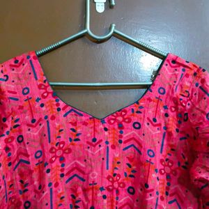 Vibrant Pink Printed Kurta