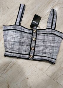 Stylish Tweed Crop Top