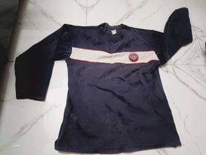 Navy Blue Long Sleeve Top with Stripe Detail