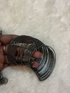 Silver Tone Bangle &amp; Bracelet Set
