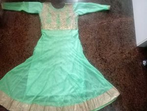 Elegant Mint Green Anarkali Kurta with salwar